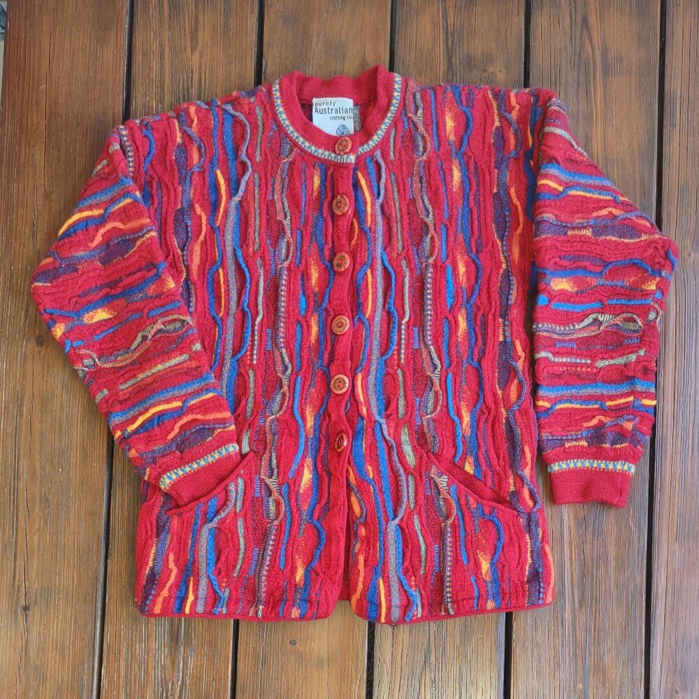 Vintage Purely Australian Clothing Co Cardigan Sweater 3D Geo Multicolor Size XS - Picture 3 of 9